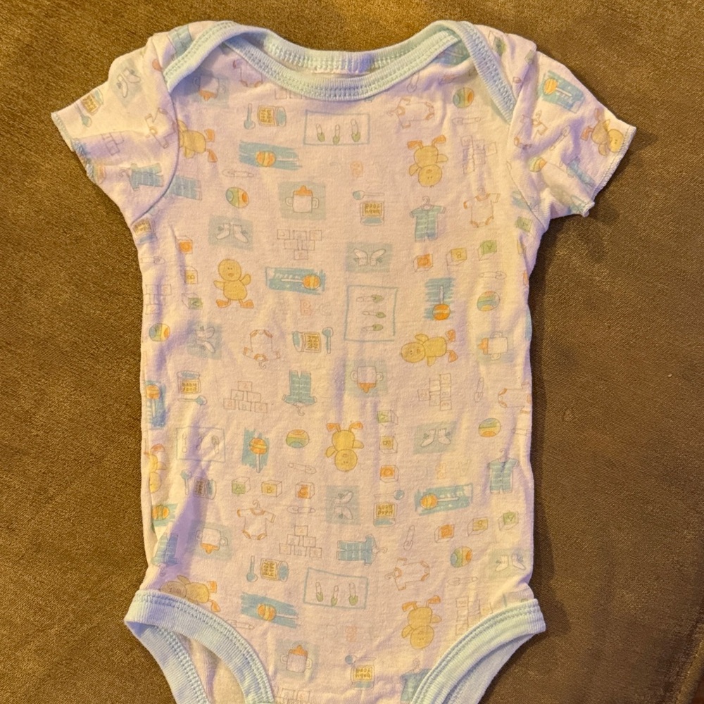 Baby Short-Sleeve One-Piece Bodysuit in Pastel Print